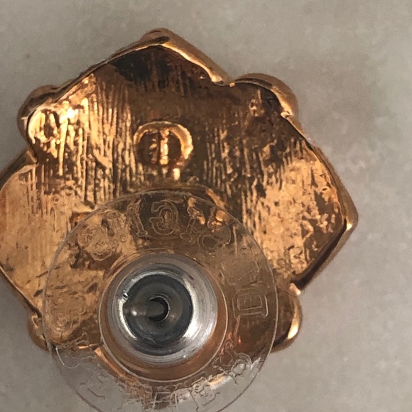 18kt Gold Plated Rose Pink & White Enamel Designer Earrings - Picture 4 of 5